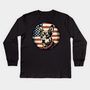 Patriotic Canaan Dog Kids Long Sleeve T-Shirt